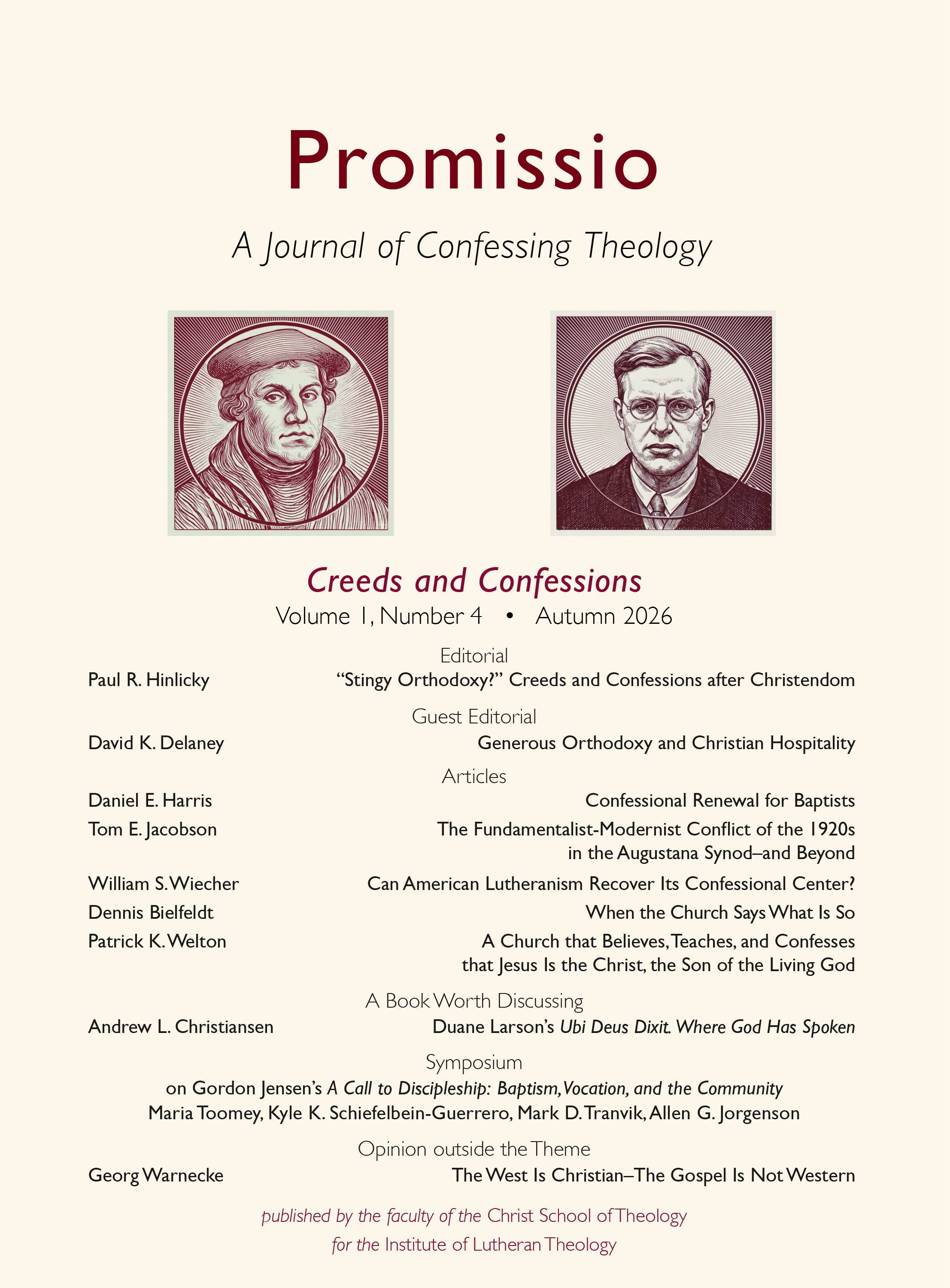 Promissio: A Journal of Confessing Theology