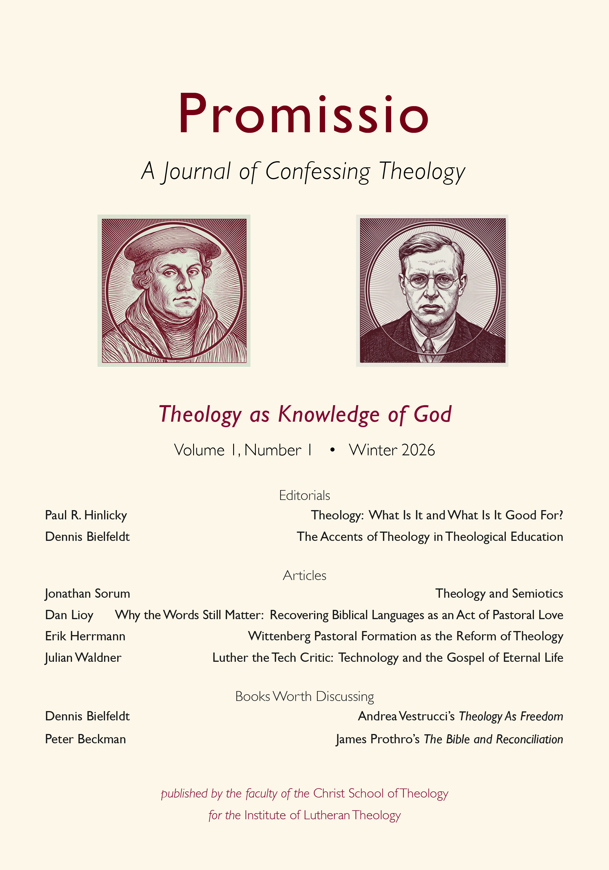 Promissio: A Journal of Confessing Theology